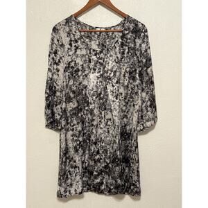 GO International Baby Doll Dress M Black White Marble Print 90s Y2K Silky